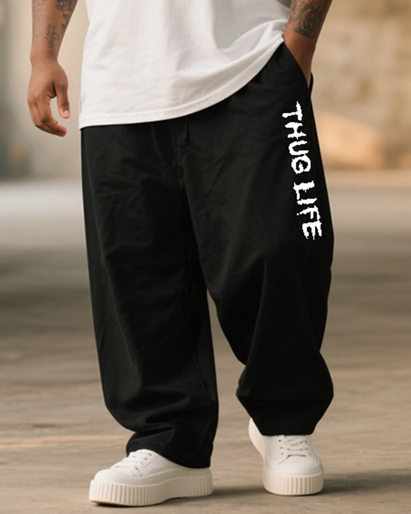 Big & Tall Graphic Graffiti Skull T-Shirt Pants Set for big men view 3