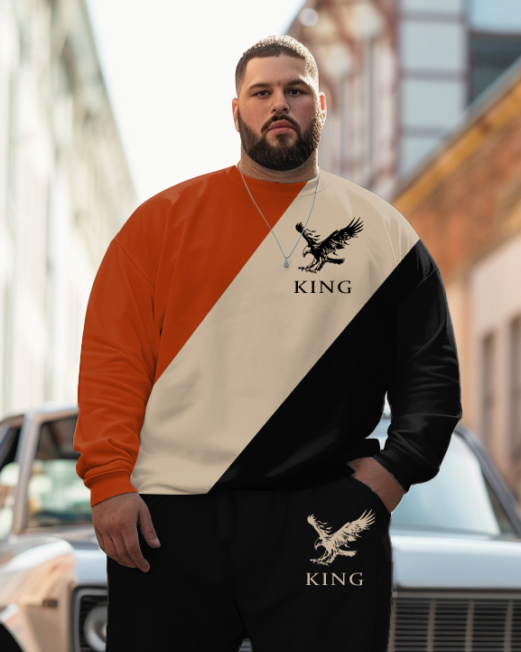Big & Tall Colorblock Hoodie Sweatpants Set for big men view 2