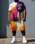 Big & Tall Streetwear T-Shirt Shorts Set for big men view 1