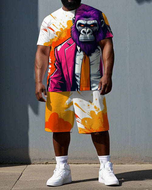 Big & Tall Streetwear T-Shirt Shorts Set for big men view 1