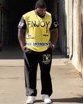 Big & Tall Colorblock Streetwear T-Shirt Pants Set for big men view 1