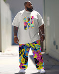 Big & Tall Graphic Streetwear T-Shirt Pants Set for big men view 1