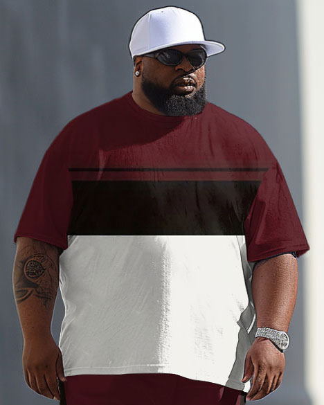Big & Tall Colorblock T-Shirt Pants Set for big men view 2