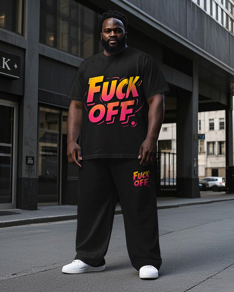 Big & Tall Gradient Graphic T-Shirt Pants Set for big men view 1