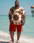 Big & Tall Hawaiian Vintage Polo Shorts Set for big men view 1