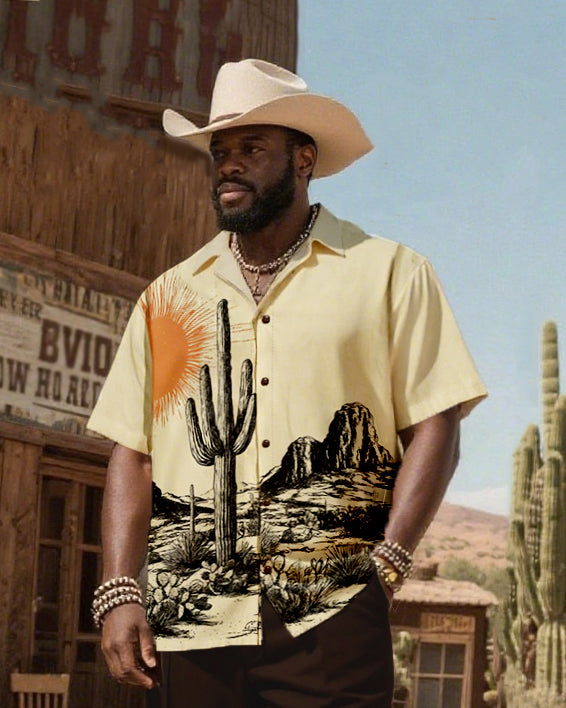 Big & Tall Western Graphic T-Shirt Pants Set for big men view 2