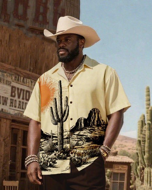 Big & Tall Western Graphic T-Shirt Pants Set for big men view 2