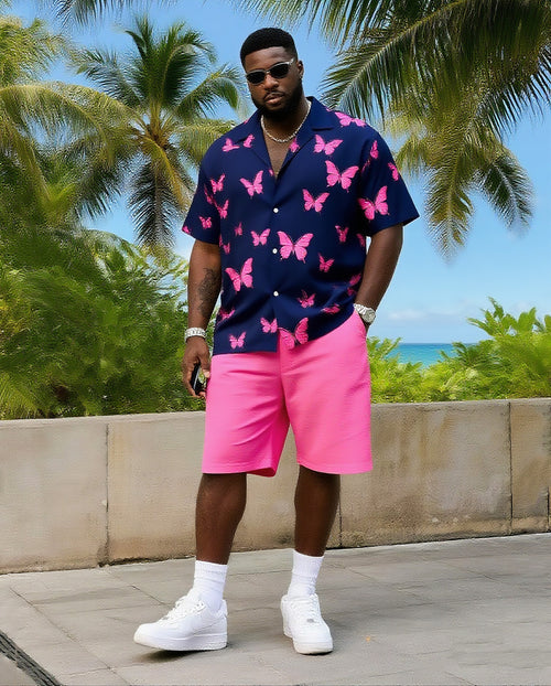 Big & Tall Hawaiian Colorblock T-Shirt Shorts Set for big men view 1