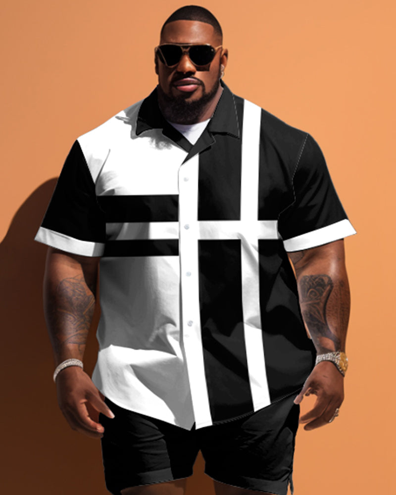 Big & Tall Geometric T-Shirt Shorts Set for big men view 2