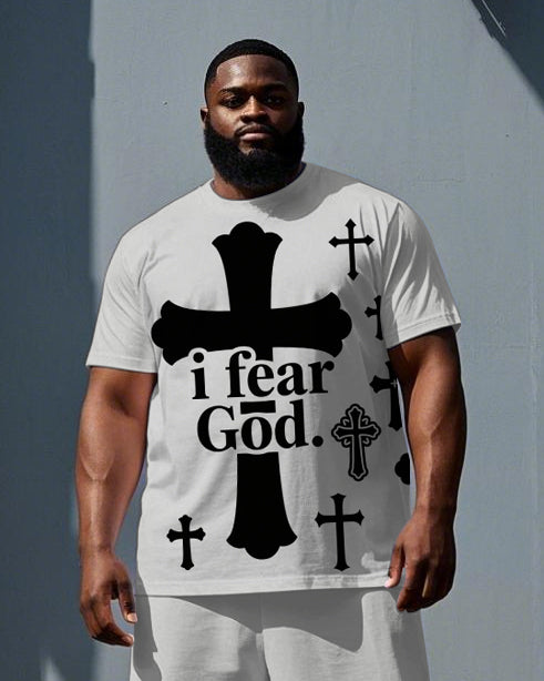 Big & Tall Streetwear T-Shirt Shorts Set for big men view 2