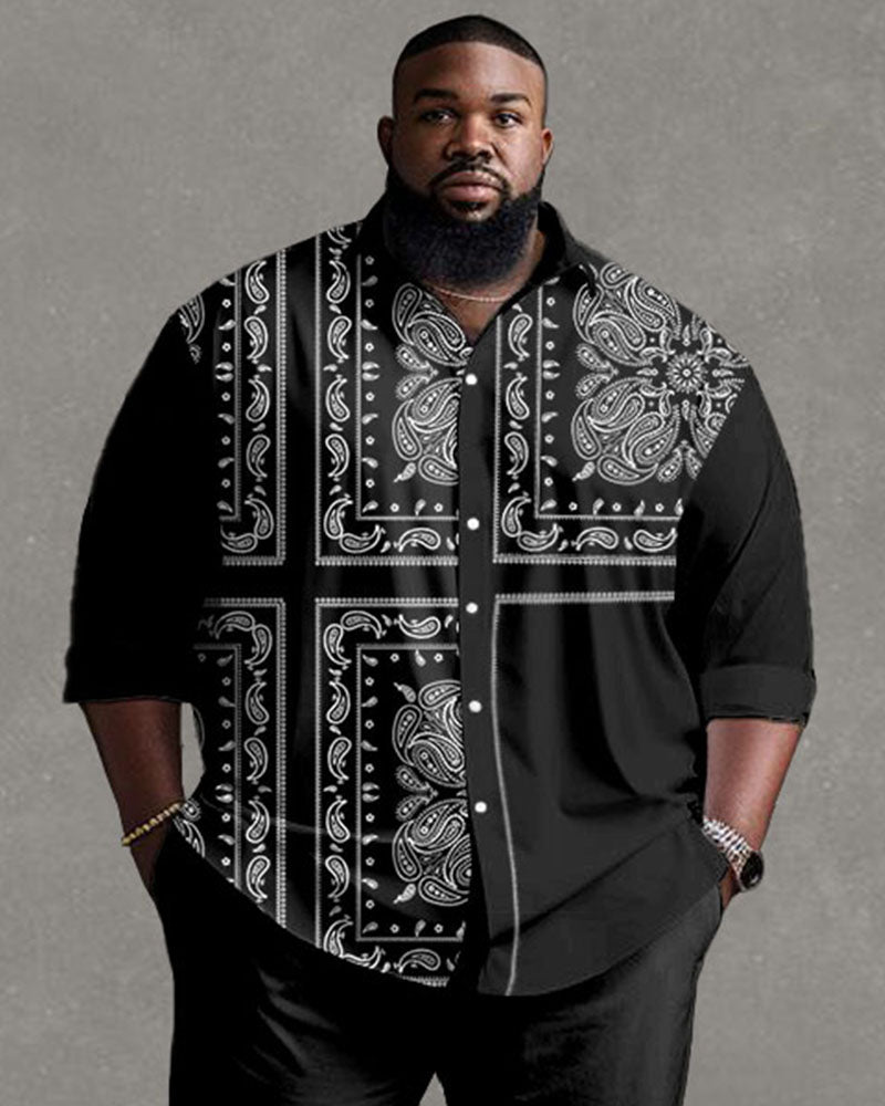 Big & Tall Streetwear Vintage T-Shirt Pants Set for big men view 2