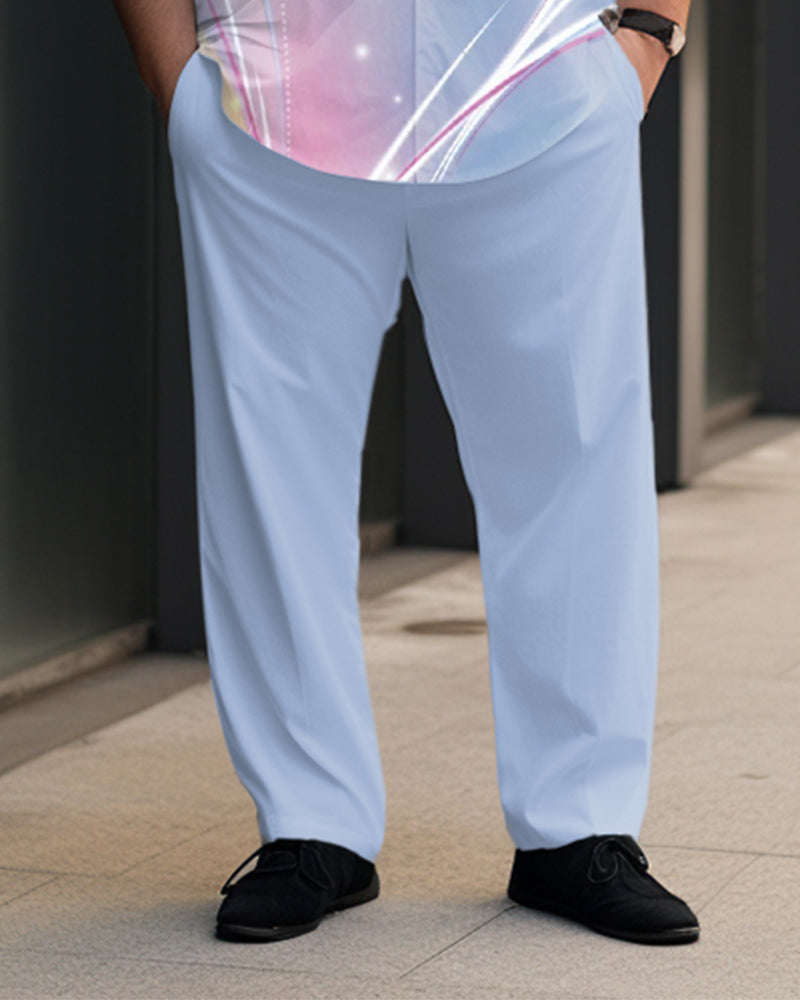 Big & Tall Geometric Graphic T-Shirt Pants Set for big men view 3