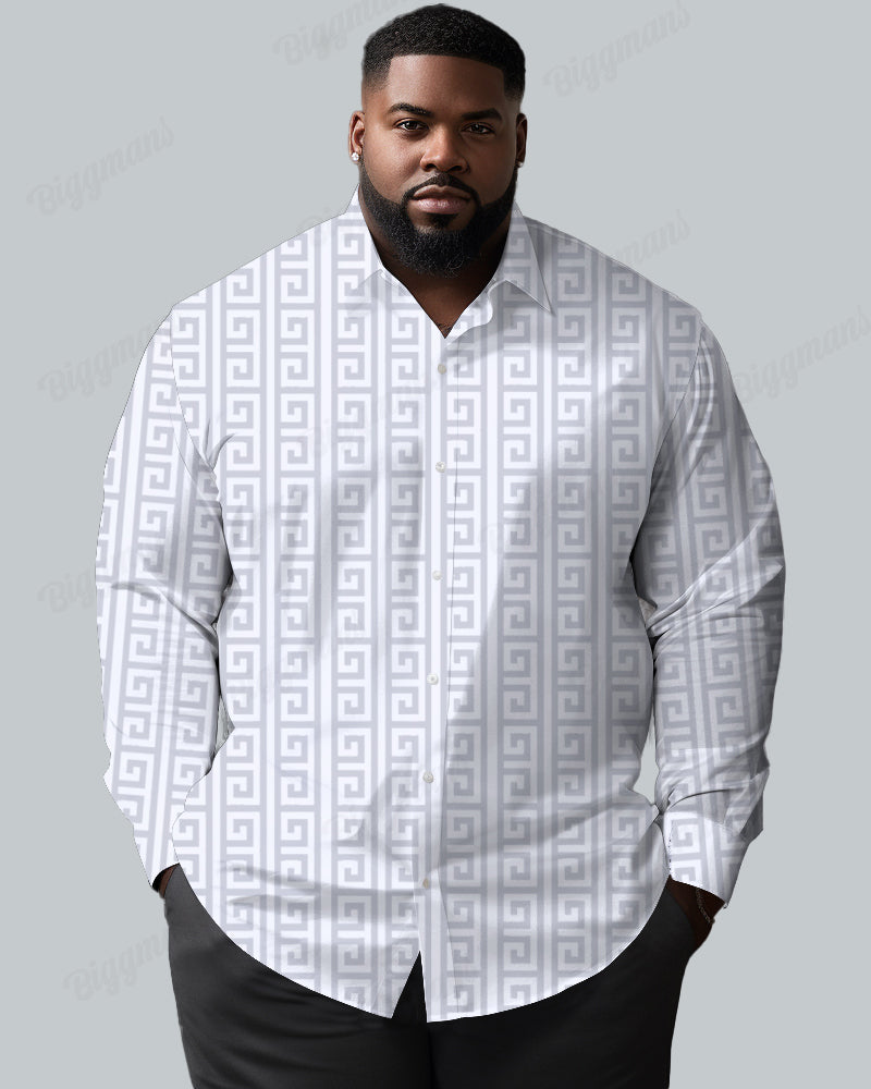 Big & Tall Patchwork Long Sleeve Shirt for big men view 4