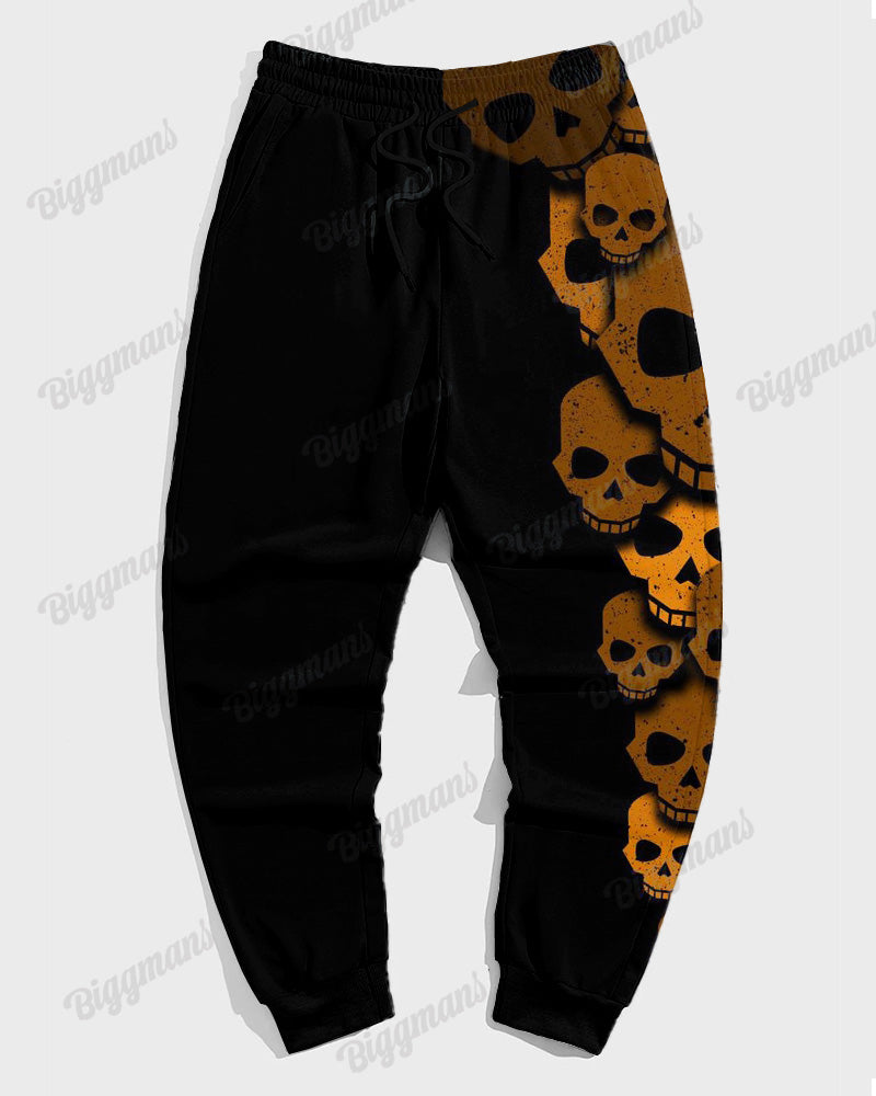 Big & Tall Colorblock Skull Hoodie Sweatpants Set for big men view 4