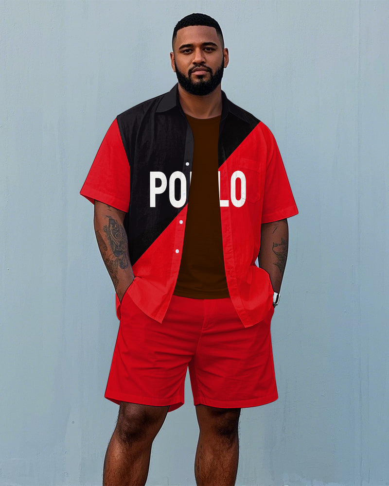 Big & Tall Colorblock Graphic T-Shirt Shorts Set for big men view 1