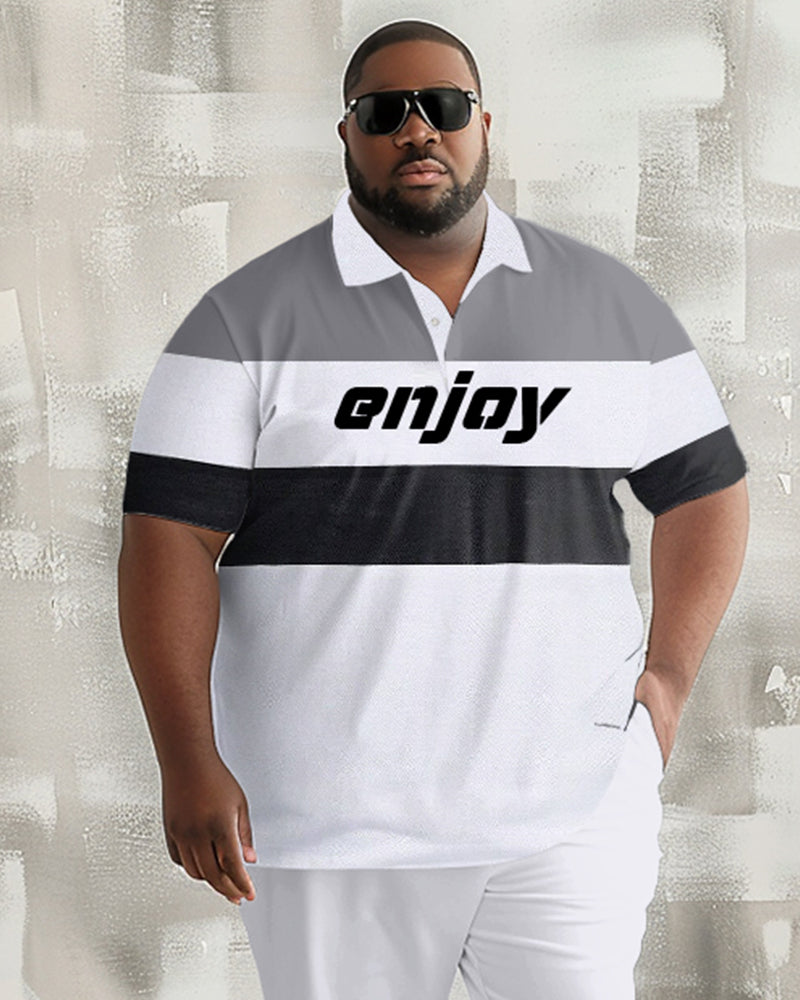 Big & Tall Colorblock Graphic Polo Pants Set for big men view 2