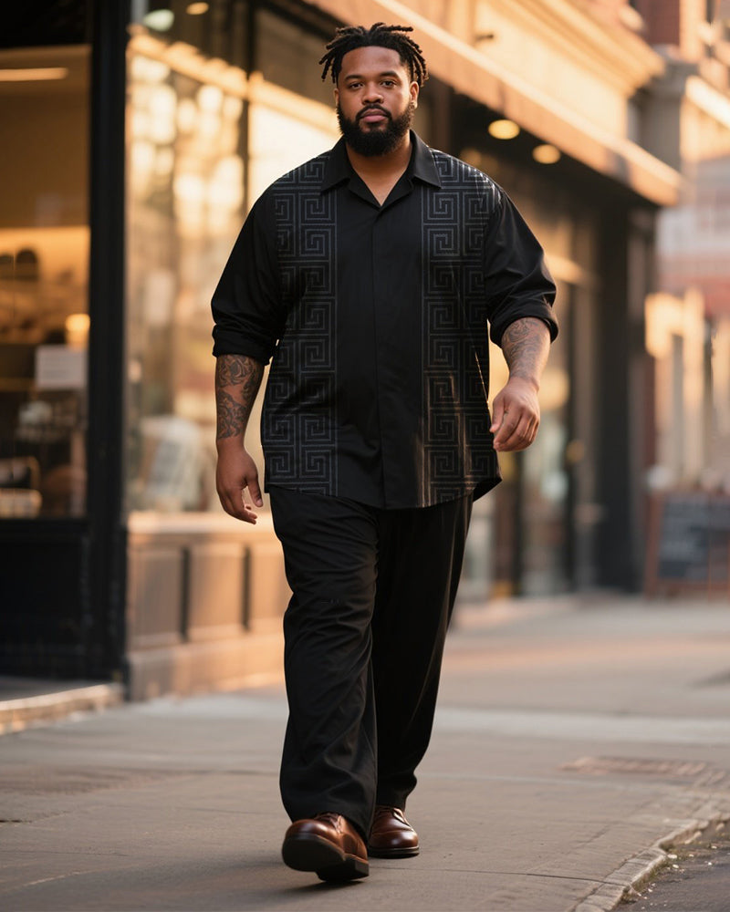 Big & Tall Black Graphic T-Shirt Pants Set for big men view 1