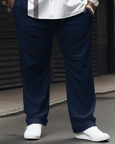 Big & Tall Striped Business Casual Shirt Pants Set for big men view 3