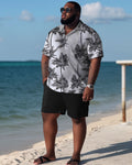 Big & Tall Hawaiian Colorblock T-Shirt Shorts Set for big men view 1