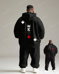 Big & Tall Black Graphic Hoodie Sweatpants Set for big men view 1