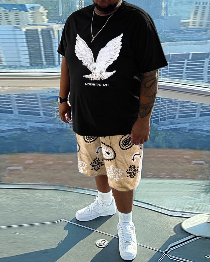 Big & Tall Streetwear T-Shirt Shorts Set for big men view 1