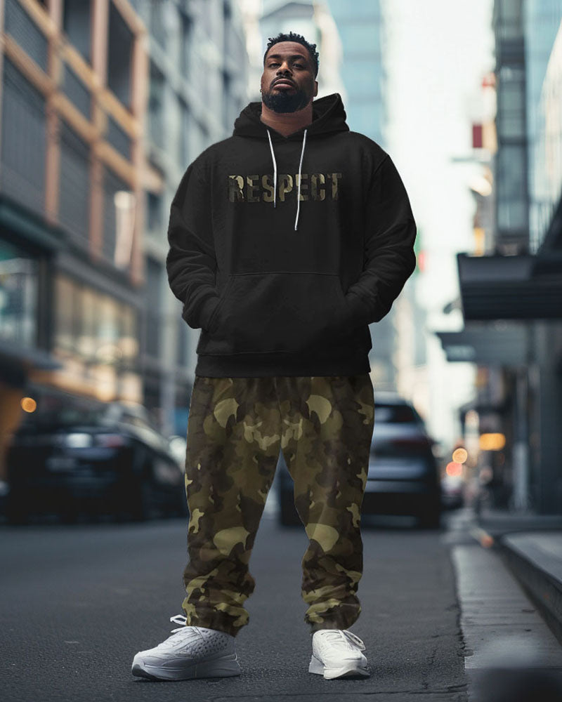 Big & Tall Graphic Camouflage Hoodie Sweatpants Set for big men view 2