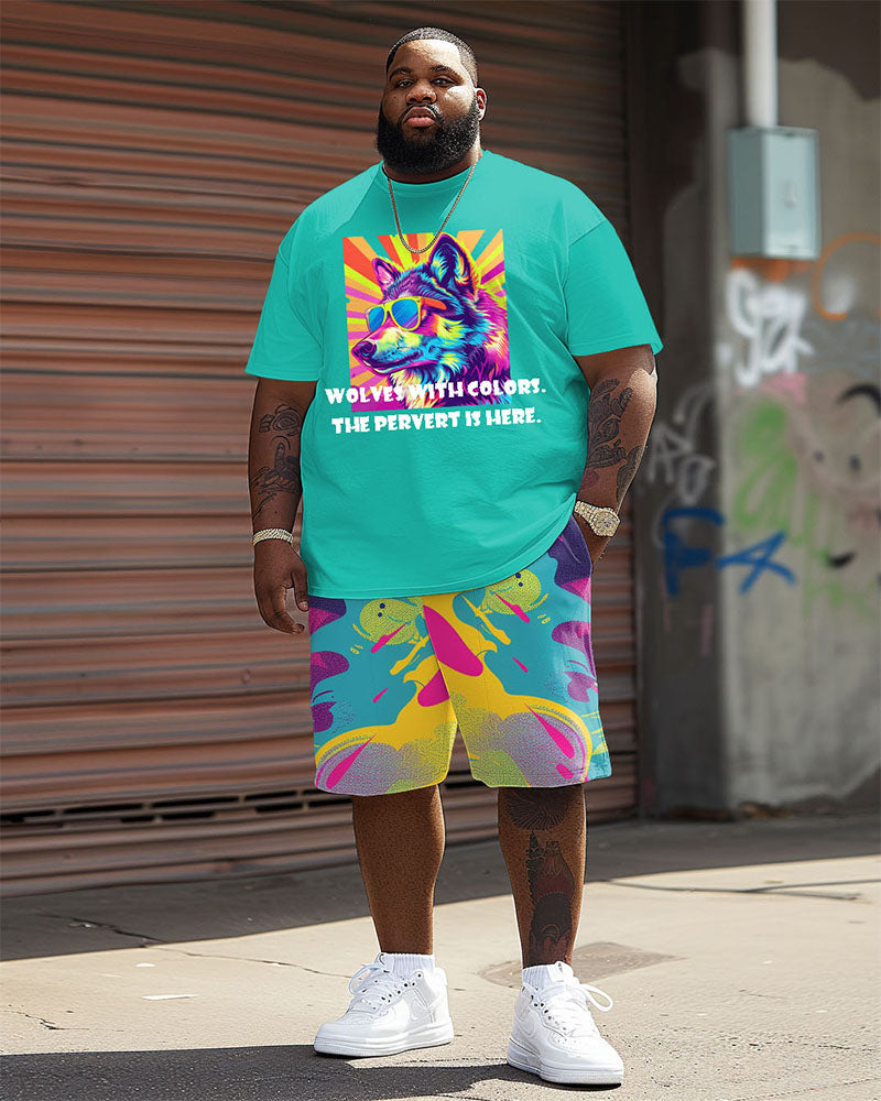Big & Tall Streetwear T-Shirt Shorts Set for big men view 1