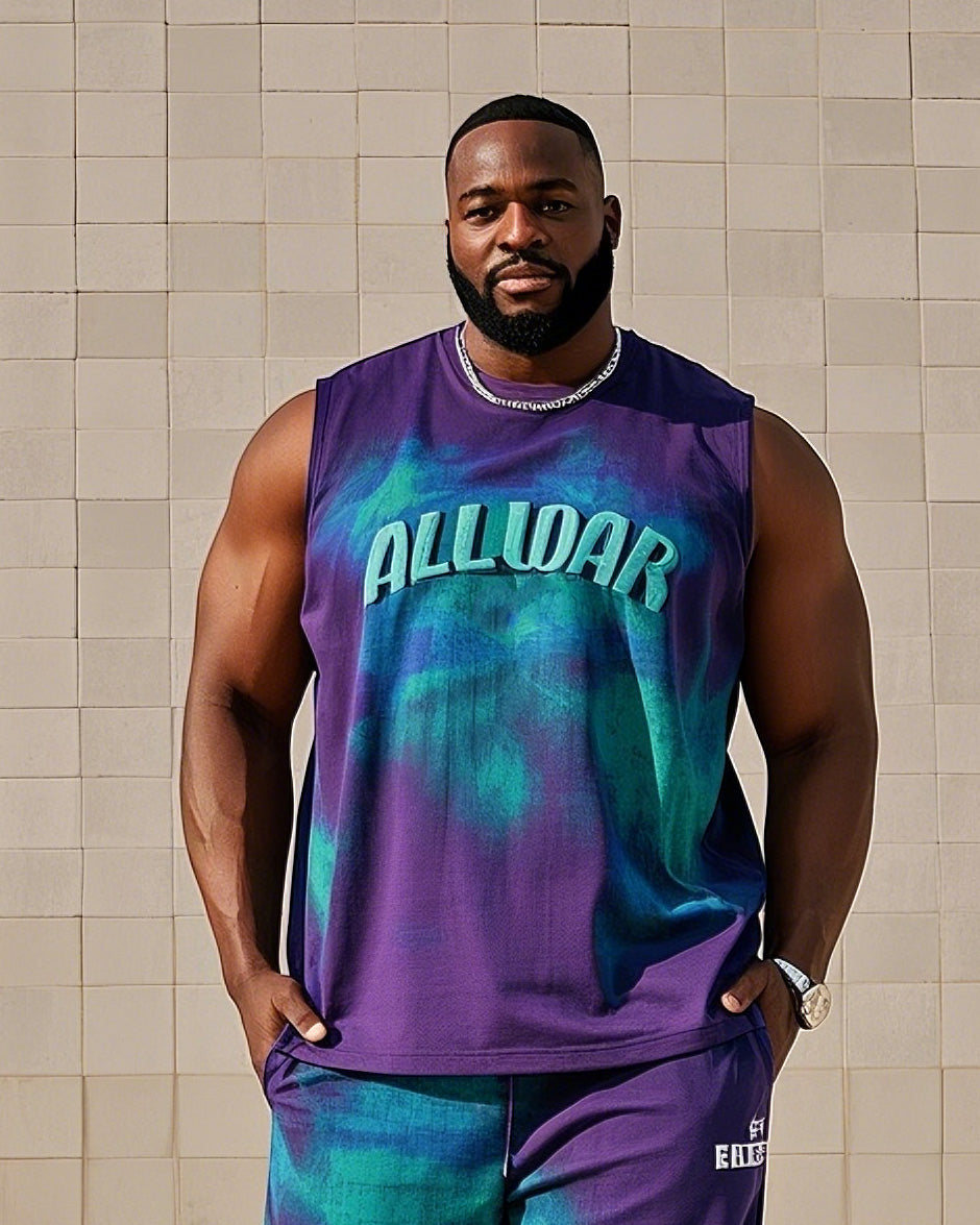 Big & Tall Gradient Streetwear Vest Pants Set for big men view 2