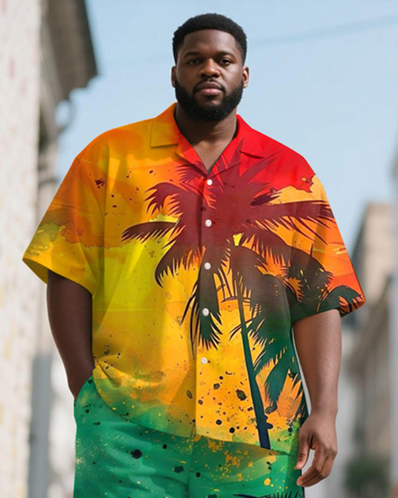 Big & Tall Juneteenth Hawaiian T-Shirt Shorts Set for big men view 2