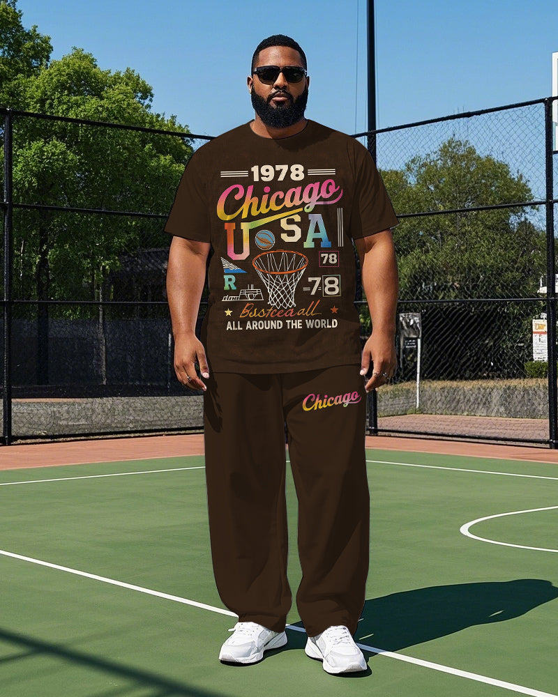 Big & Tall Graphic T-Shirt Pants Set for big men view 1