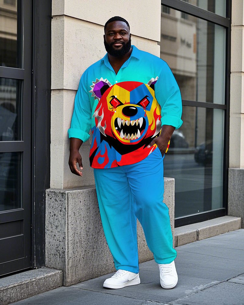 Big & Tall Colorblock Gradient T-Shirt Pants Set for big men view 1