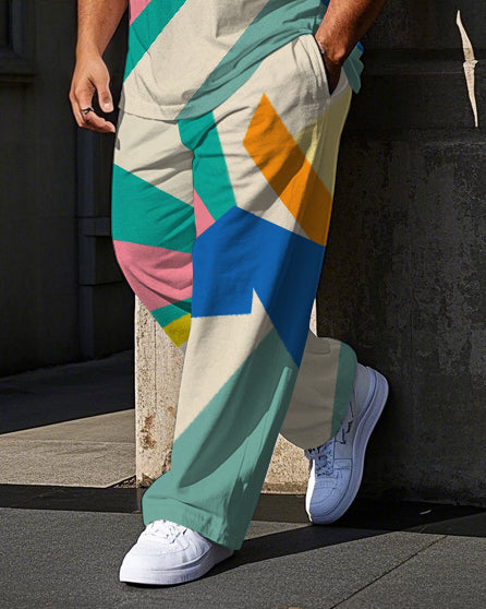 Big & Tall Colorblock Striped Graphic Vest Pants Set for big men view 3