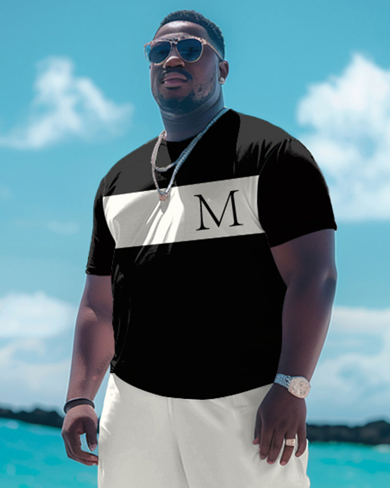 Big & Tall Colorblock Graphic T-Shirt Pants Set for big men view 2