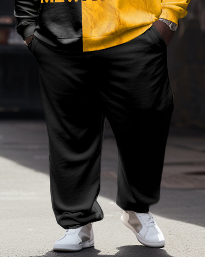 Big & Tall Colorblock Graphic Hoodie Sweatpants Set for big men view 3
