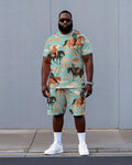 Big & Tall Hawaiian Western T-Shirt Shorts Set for big men view 1