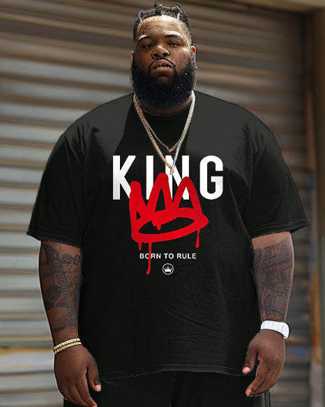Big & Tall Graphic Graffiti T-Shirt Shorts Set for big men view 3