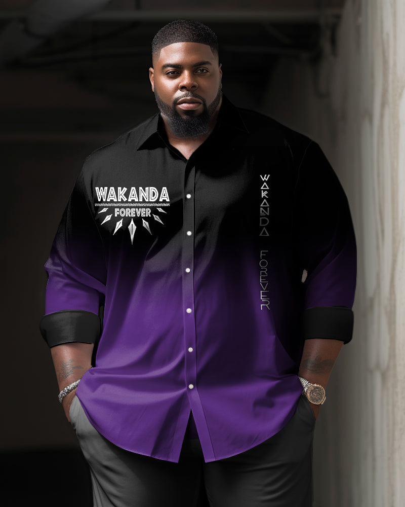Big & Tall Black Reggae Long Sleeve Shirt for big men