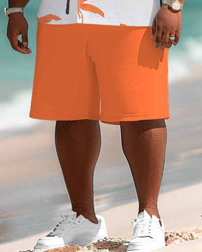 Big & Tall Hawaiian Graphic T-Shirt Shorts Set for big men view 4