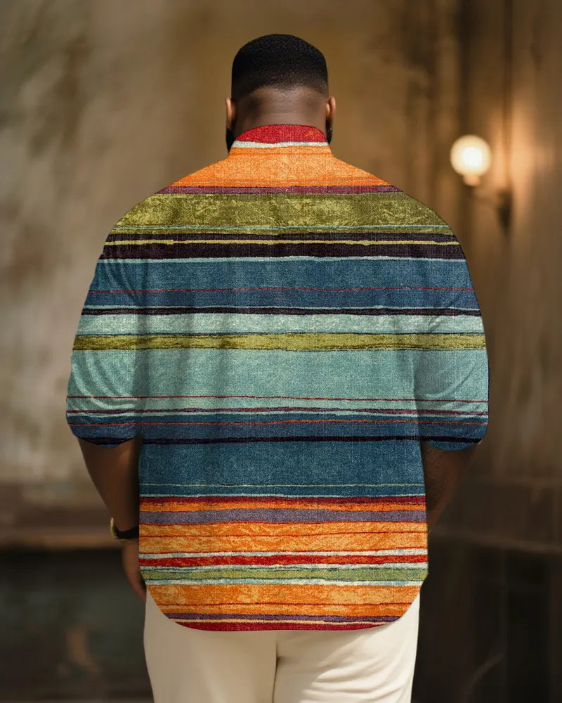Big & Tall Striped Graphic Long Sleeve Shirt for big men view 2