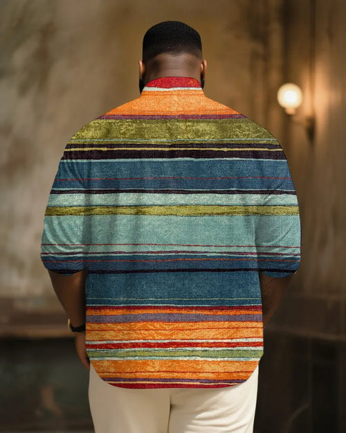 Big & Tall Striped Graphic Long Sleeve Shirt for big men view 2