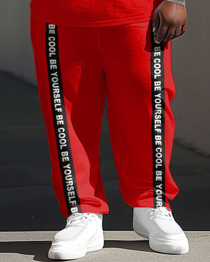Big & Tall Colorblock Graphic T-Shirt Pants Set for big men view 3