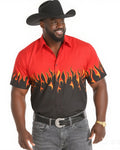 Big & Tall Black Red Western Short Sleeve Shirt for big men