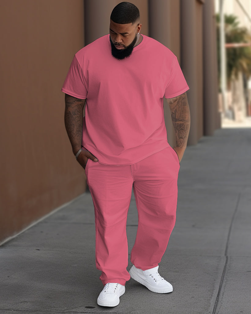 Big & Tall Solid Color T-Shirt Pants Set for big men view 6