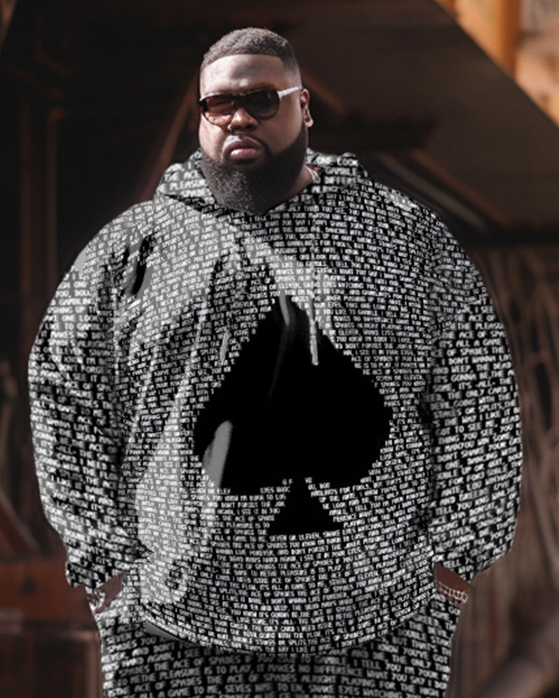 Big & Tall Graphic Streetwear Hoodie Sweatpants Set for big men view 2