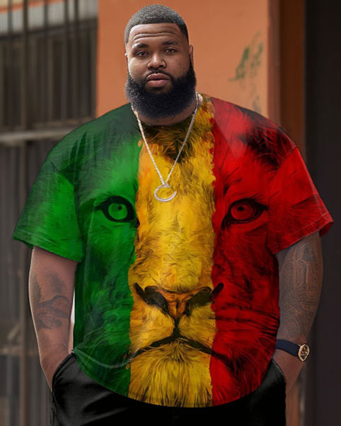 Big & Tall Red Green Graphic Two-piece Set for big men view 3