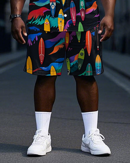 Big & Tall Geometric T-Shirt Shorts Set for big men view 3