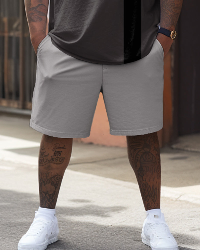 Big & Tall Colorblock T-Shirt Shorts Set for big men view 3