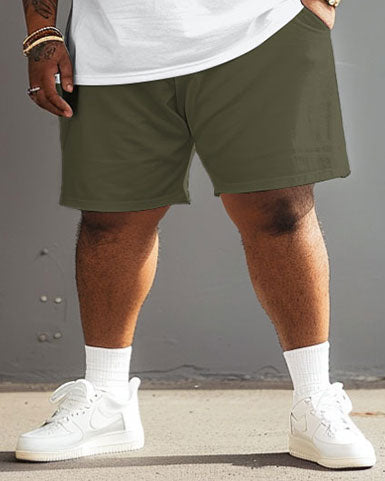 Big & Tall Green Colorblock T-Shirt Shorts Set for big men view 4