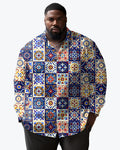 Big & Tall Floral Vintage Long Sleeve Shirt for big men