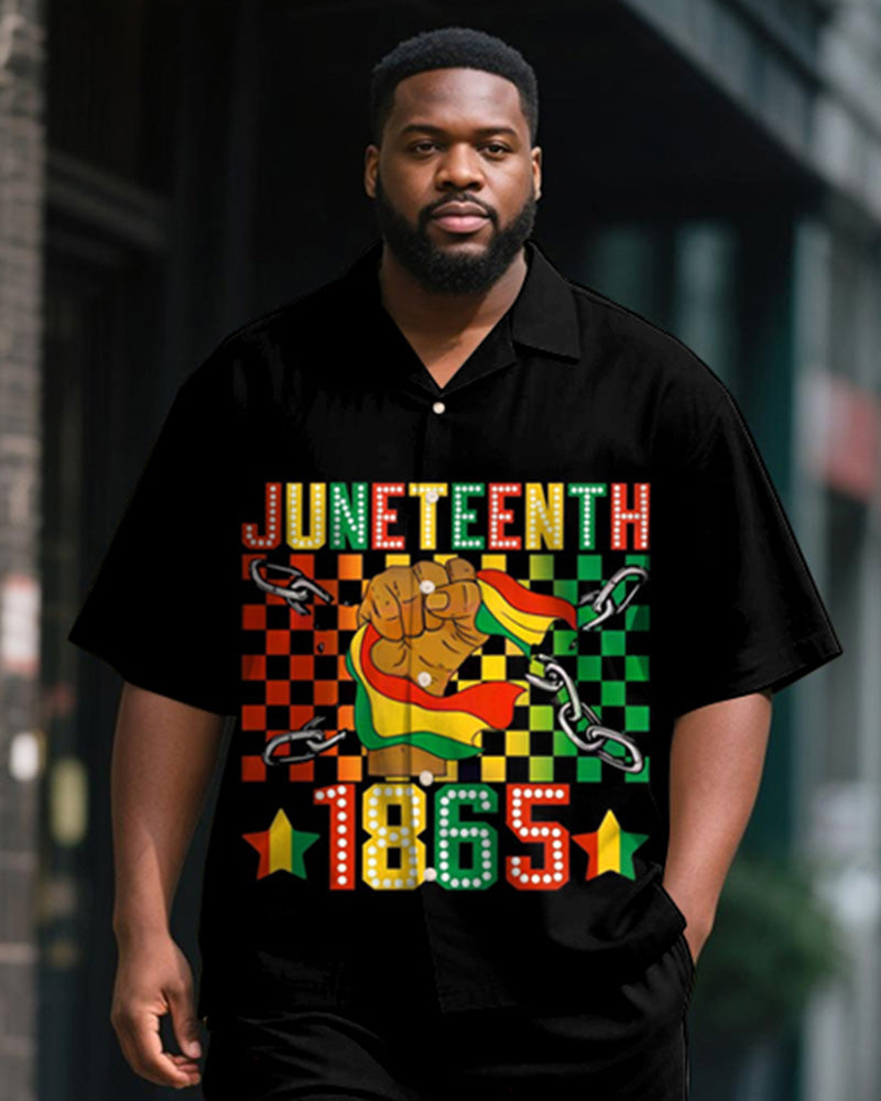 Big & Tall Juneteenth Graphic T-Shirt Shorts Set for big men view 2